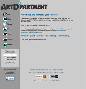 ArtD'partment Website before redesign